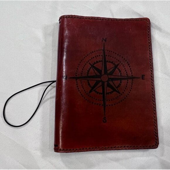 Compass Refillable Leather Journal 6” W x 8.5” T - Picture 1 of 4